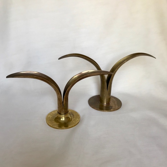 Ystad-Metall Other - Brass Lily Candle Holders by Ystad Metall 1960’s